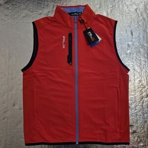 Ralph Lauren RLX Golf Full Zip Wicking Stretch Vest Red/Blue Men's Size Medium
